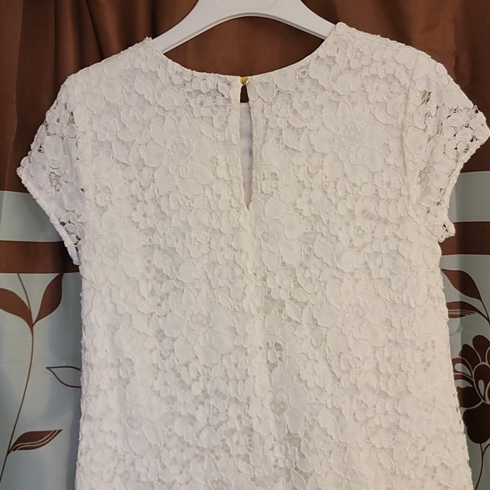 Kaari Blue Shift White Lace Dress - Picture 3 of 4